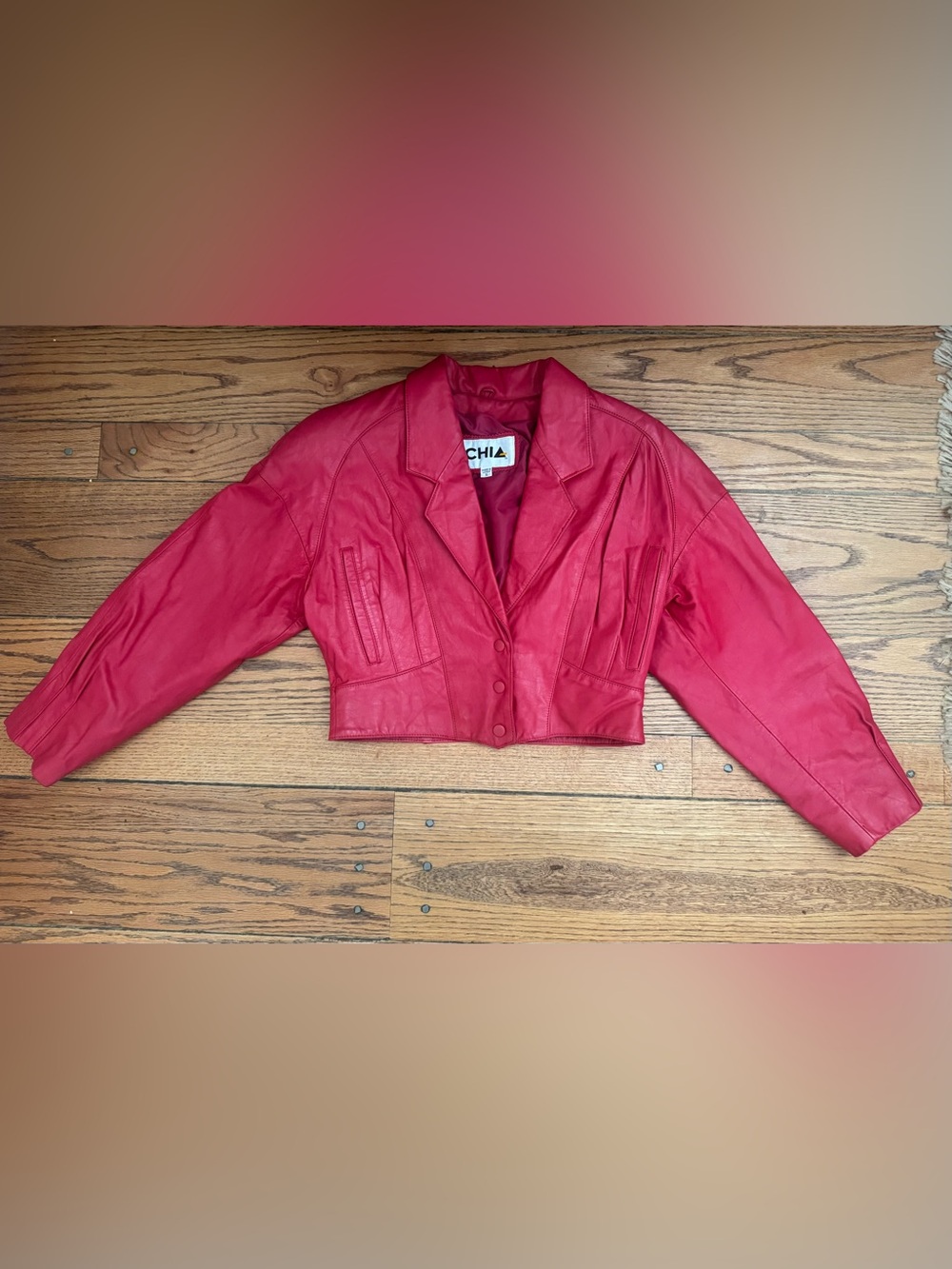 Chia Red Cropped Leather jacket